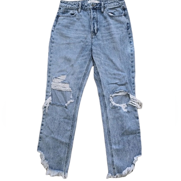 Hidden Jeans Los Angeles Distressed Straight Jeans Size 27 Raw Hem Stretch - Picture 1 of 8